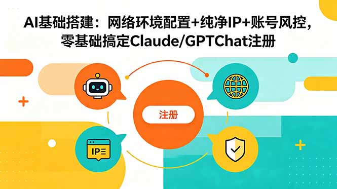 AI基础搭建：网络环境配置+纯净IP+账号风控，零基础搞定Claude/GPTChat注册-UUY