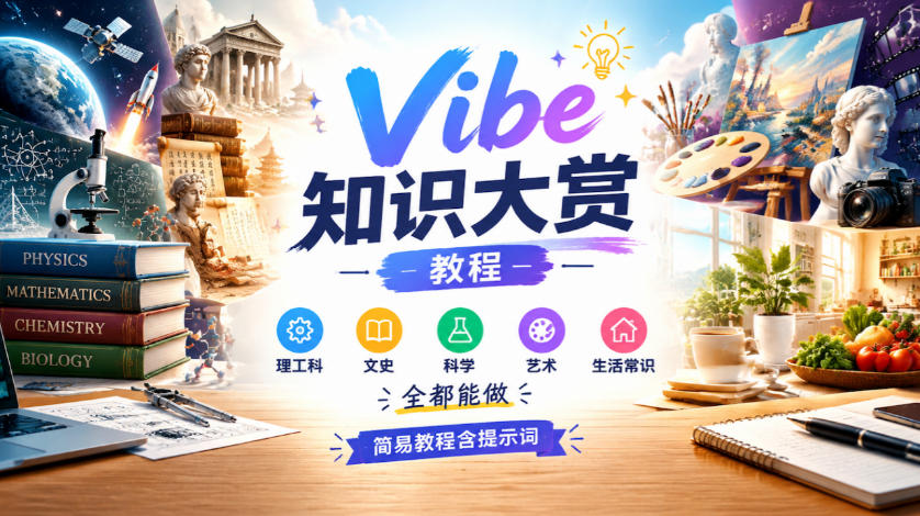 Vibe知识大赏教程，理工科、文史、科学、艺术、生活常识全都能做，简易教程含提示词-UUY