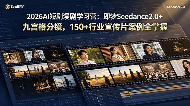 （19055期）2026AI短剧漫剧学习营：即梦Seedance2.0+九宫格分镜，150+行业宣传片案例全掌握-UUY