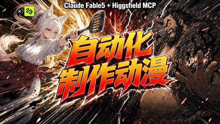 AI自动化动漫制作！Claude Fable 5接入Higgsfield MCP，直接生成完整创意内容-UUY