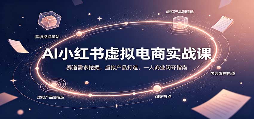 AI小红书虚拟电商实战课：赛道需求挖掘，虚拟产品打造，一人商业闭环指南-UUY