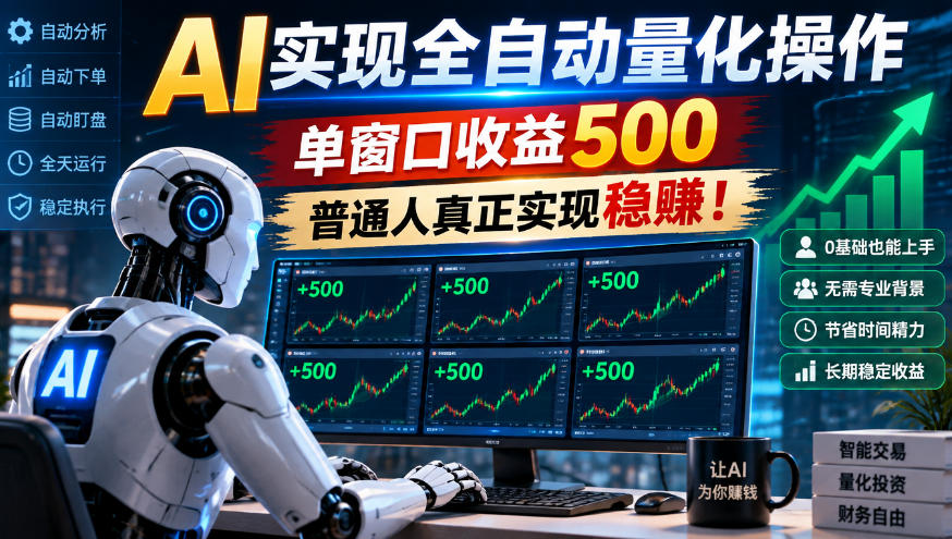 AI实现全自动量化操作，单窗口收益500，普通人真正实现稳賺！【揭秘】-UUY