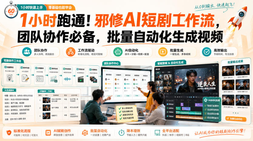 1小时跑通！邪修AI短剧工作流，团队协作必备，批量自动化生成视频-UUY