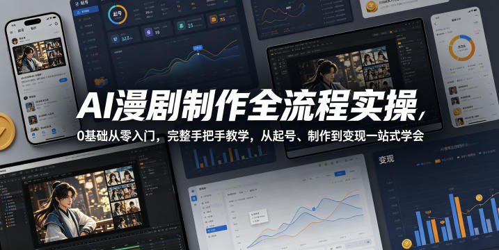 AI漫剧制作全流程实操，0基础从零入门，完整手把手教学，从起号、制作到变现一站式学会（更新）-UUY