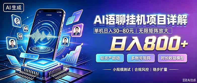 （20314期）AI语聊挂机，日入800+，适用个人副业，工作室矩阵操作-UUY