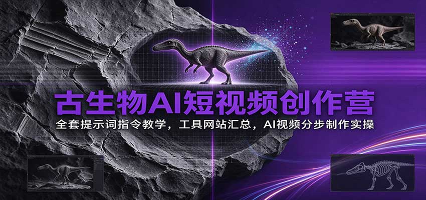 古生物AI短视频创作营：全套提示词指令教学，工具网站汇总，AI视频分步制作实操-UUY