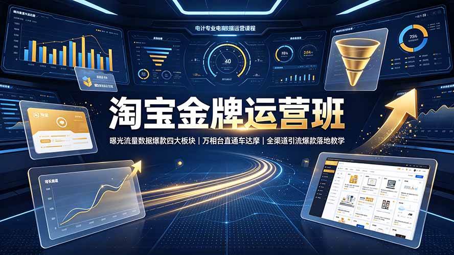 （19434期）淘宝金牌运营班-7月：曝光流量数据爆款四大板块｜万相台直通车达摩｜全渠道引流爆款落地教学-UUY