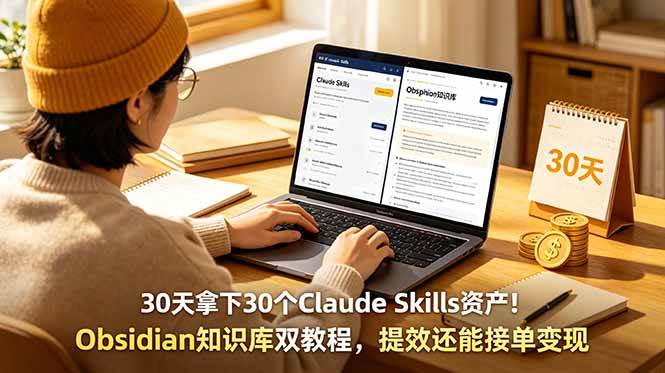 （18886期）30天拿下30个Claude Skills资产！Obsidian知识库双教程，提效还能接单变现-UUY