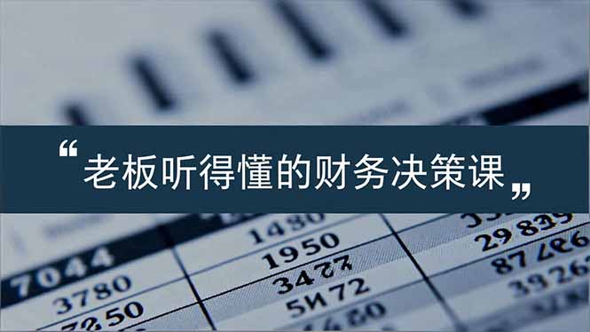 老板能听得懂的财务决策课,报表解读、数据洞察、风险识别,用财务驱动业务增长-UUY