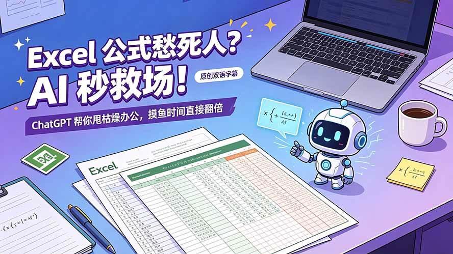 （19487期）Excel 公式愁死人？AI 秒救场！ChatGPT 帮你甩枯燥办公，摸鱼时间直接翻倍【原创双语字幕】-UUY