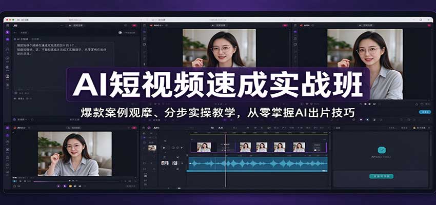 AI短视频速成实战班：爆款案例观摩、分步实操教学，从零掌握AI出片技巧-UUY