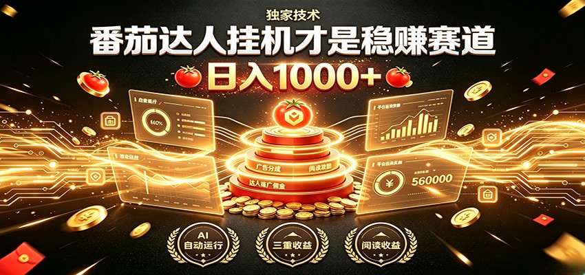 别再瞎找副业！番茄达人挂机才是稳赚赛道 日入1000+-UUY