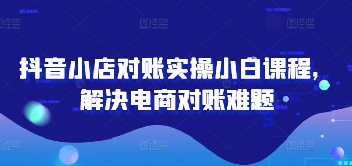 抖音小店对账实操小白课程，解决电商对账难题-UUY