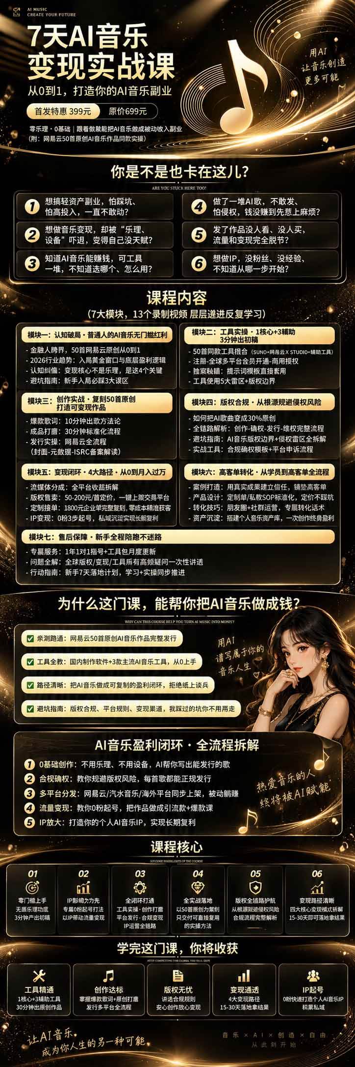 （20442期）AI音乐创作变现营：零乐理掌握工具、歌词、人声、版权、发行及0粉起号变现，50—200元/首+月收益10000+-UUY