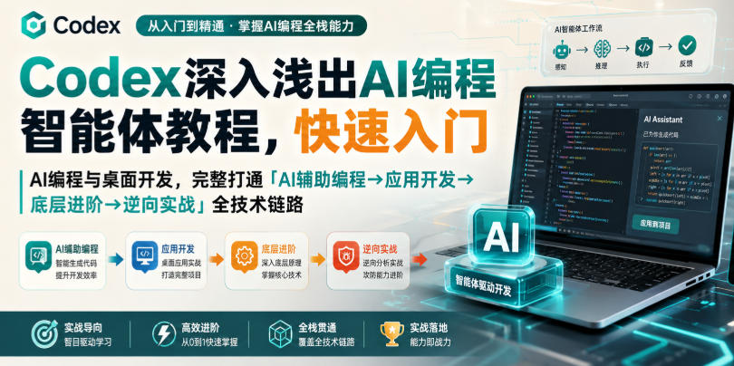 Codex深入浅出AI编程智能体教程，快速入门AI编程与桌面开发，打通「AI辅助编程→应用开发→底层进阶→逆向实战」全技术链路-UUY