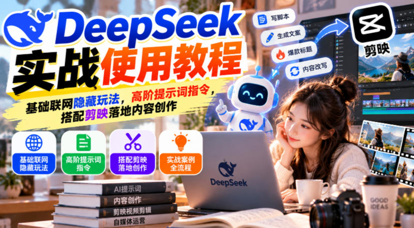 DeepSeek实战使用教程｜基础联网隐藏玩法，高阶提示词指令，搭配剪映落地内容创作-UUY