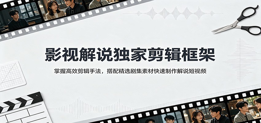 影视解说独家剪辑框架：掌握高效剪辑手法，搭配精选剧集素材快速制作解说短视频-UUY