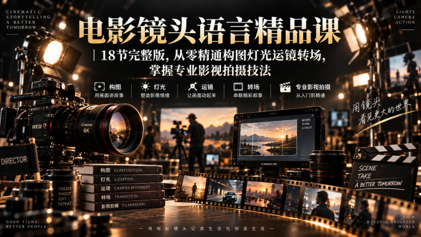 电影镜头语言精品课｜18节完整版，从零精通构图灯光运镜转场，掌握专业影视拍摄技法-UUY