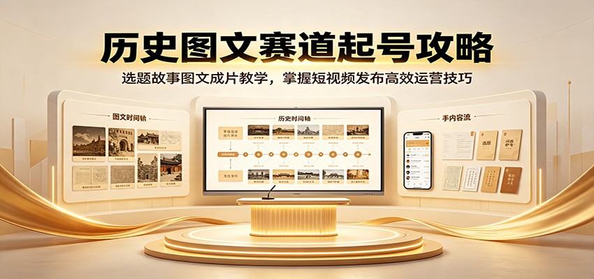 历史图文赛道起号攻略：选题故事图文成片教学，掌握短视频发布高效运营技巧-UUY
