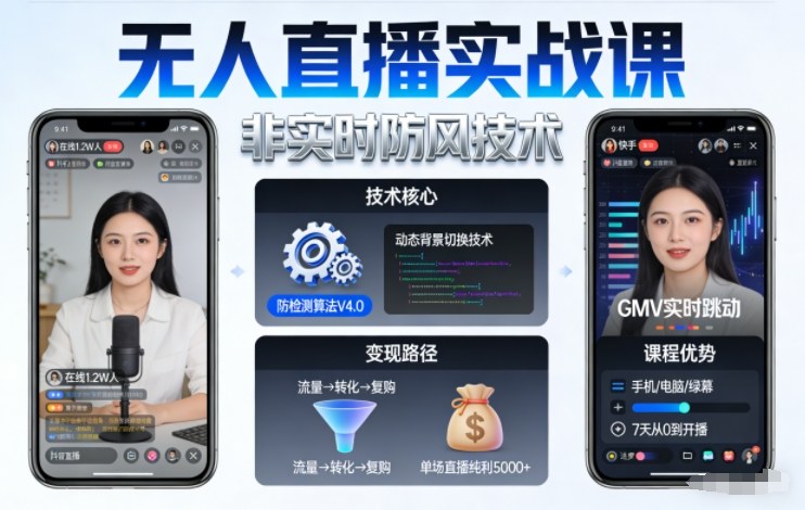 宝子哥无人直播实战课，非实时防风技术，聚焦抖音快手等平台直播带货，轻松开启直播变现之路（更新260908）-UUY