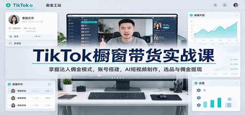 TikTok橱窗带货实战课：掌握达人佣金模式，账号搭建，AI短视频制作，选品与佣金提现-UUY