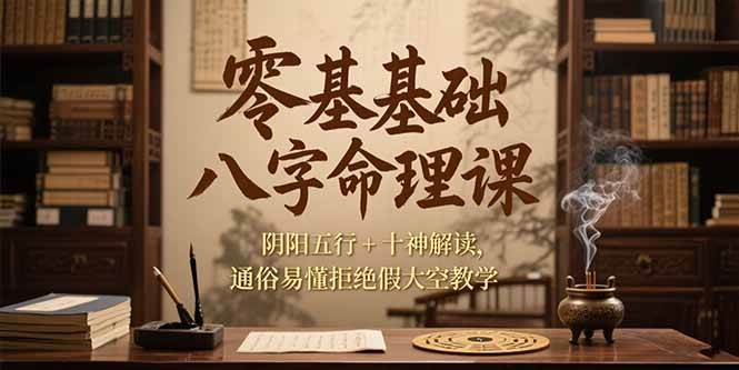 （15283期）零基础八字命理课，阴阳五行+十神解读，通俗易懂拒绝假大空教学-UUY