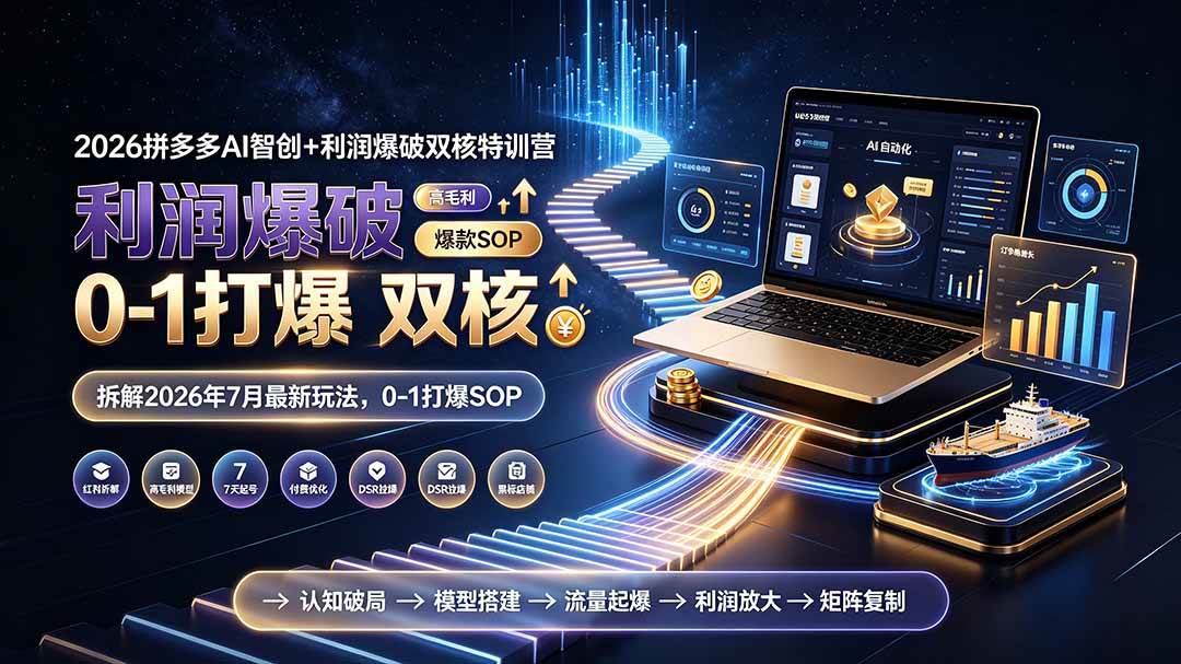（19391期）2026拼多多AI智创+利润爆破双核特训营-更新：拆解2026年7月最新玩法，0-1打爆SOP-UUY