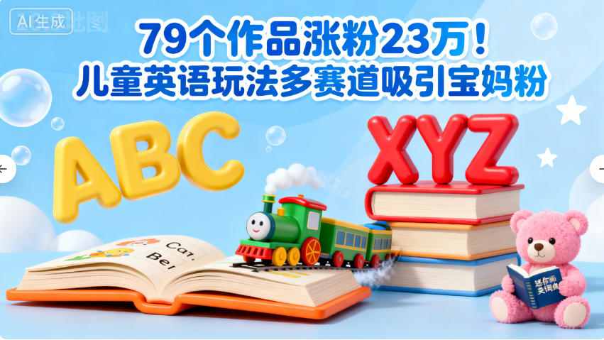 79个作品涨粉23w!儿童英语玩法多赛道吸引宝妈粉-UUY