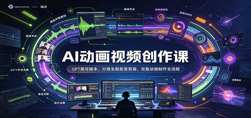 AI动画视频创作课：GPT撰写脚本，分镜生图配音剪辑，完整动画制作全流程-UUY