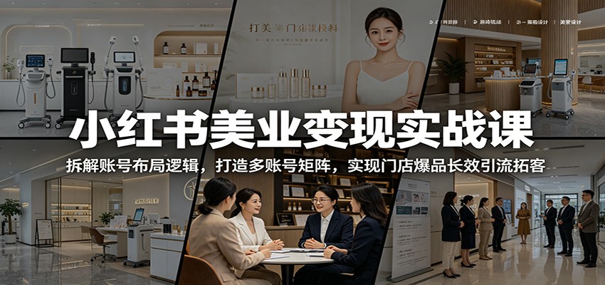 小红书美业变现实战课：拆解账号布局逻辑，打造多账号矩阵，实现门店爆品长效引流拓客-UUY
