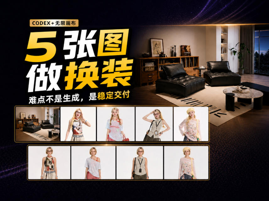 codex+无限画布，5张商品图做沙发换装视频，关键不是提示词！-UUY
