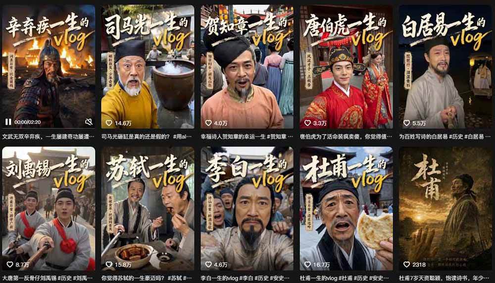 （19758期）历史人物，诗人一生Vlog教学， AI制作丨伙伴计划丨精选收益丨商单收徒 ，新领域红利期，抓紧做-UUY