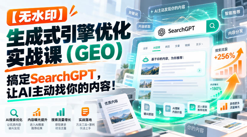 【无水印】生成式引擎优化（GEO）实战课：搞定SearchGPT，让AI主动找你的内容！【原创双语字幕】-UUY