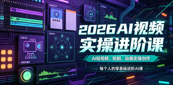 2026AI视频实操进阶课，AI短视频、短剧、动画实操创作，每个人的零基础进阶ai课（更新0825）-UUY