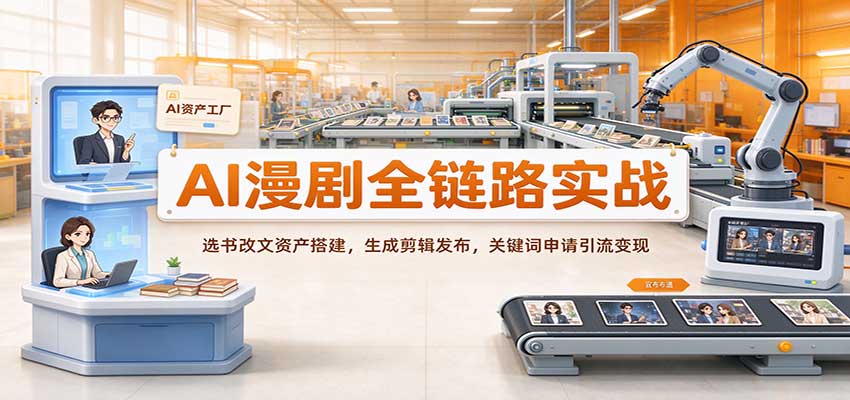AI漫剧全链路实战：选书改文资产搭建，生成剪辑发布，关键词申请引流变现-UUY