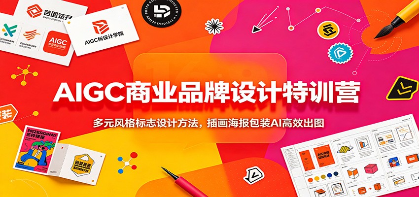 AIGC商业品牌设计特训营:多元风格标志设计方法,插画海报包装AI高效出图-UUY