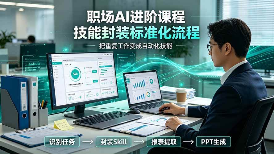 （19369期）职场AI进阶课程；多类实用Skill工具实操，专属技能封装标准化流程，报表行业报告一键提取核心内容-UUY