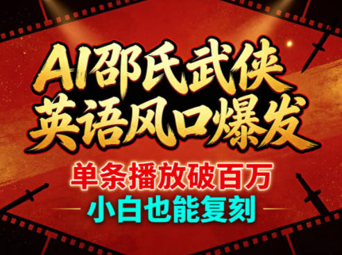 AI邵氏武侠英语风口爆发，单条播放破百万，小白也能复刻-UUY
