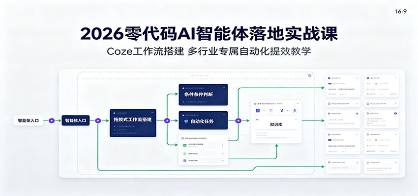 2026零代码AI智能体落地实战课：Coze工作流搭建，多行业专属自动化提效教学-UUY