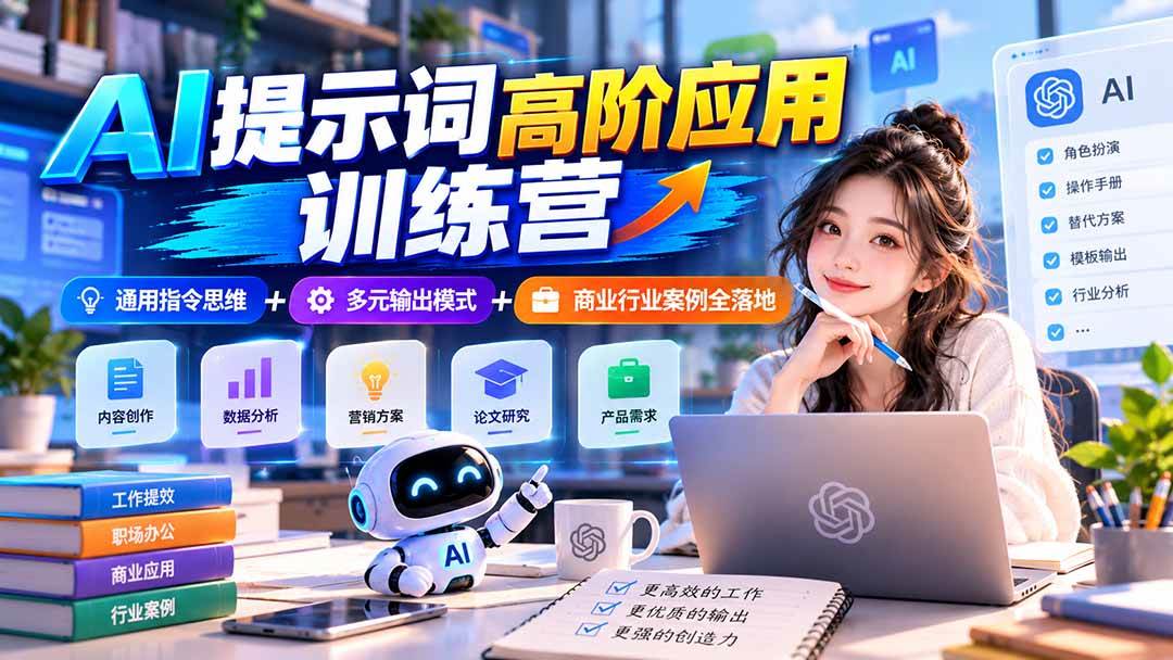 （20823期）【无水印】AI提示词高阶应用训练营｜通用指令思维+多元输出模式+商业行业案例全落地-UUY