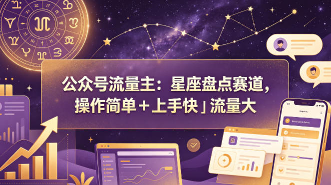 公众号流量主：星座盘点赛道，操作简单＋上手快＋流量大-UUY