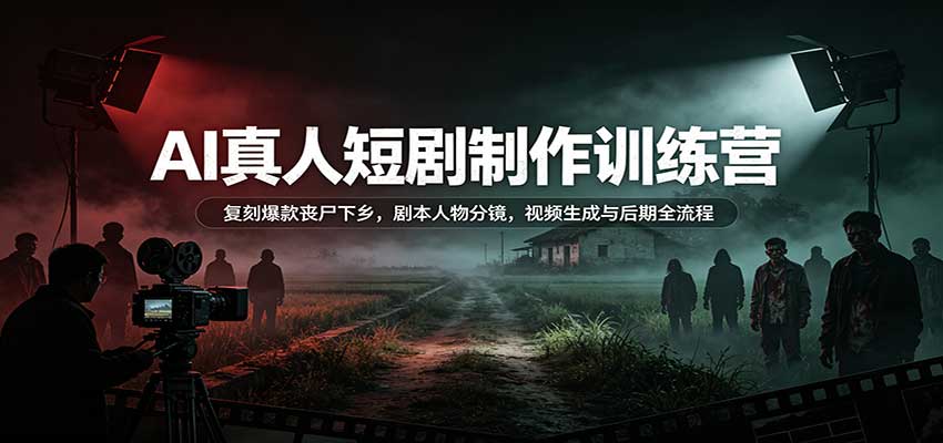 AI真人短剧制作训练营：复刻爆款丧尸下乡，剧本人物分镜，视频生成与后期全流程-UUY
