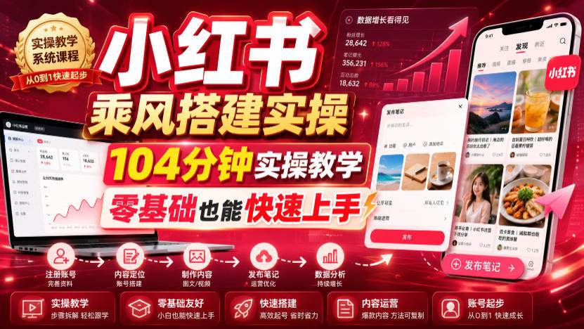 （19396期）小红书乘风搭建实操，104分钟实操教学，零基础也能快速上手-UUY
