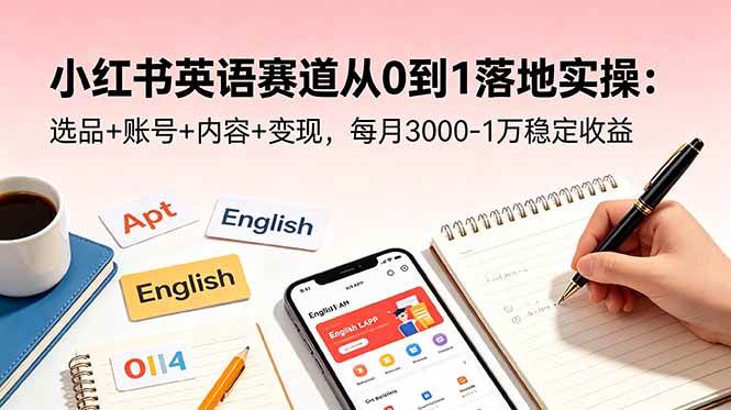 （18771期）小红书英语赛道从0到1落地实操：选品+账号+内容+变现，每月3000-1万稳定收益-UUY