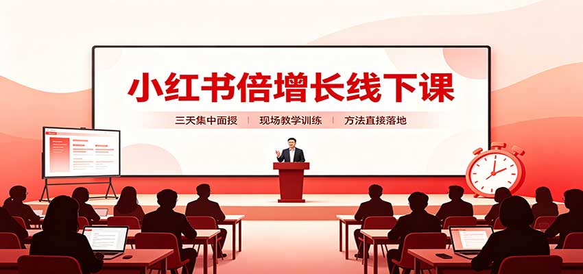 小红书倍增长线下课：三天集中面授，拆解选品、素材制作与起号全链路-UUY