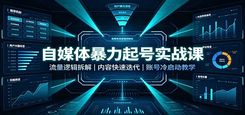 自媒体暴力起号实战课：流量逻辑拆解，内容快速迭代，账号冷启动教学-UUY