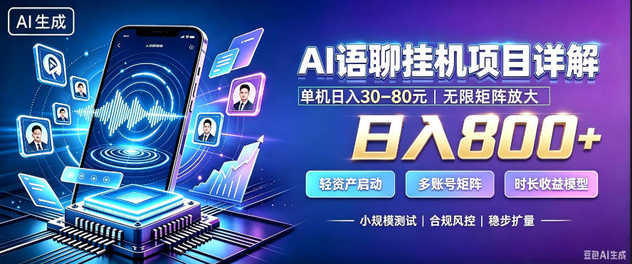 AI聊天挂G项目，日入800+，适用个人副业，支持工作室矩阵操作，放大收益【揭秘】-UUY