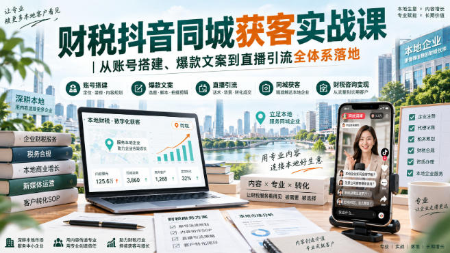 财税抖音同城获客实战课｜从账号搭建、爆款文案到直播引流全体系落地-UUY