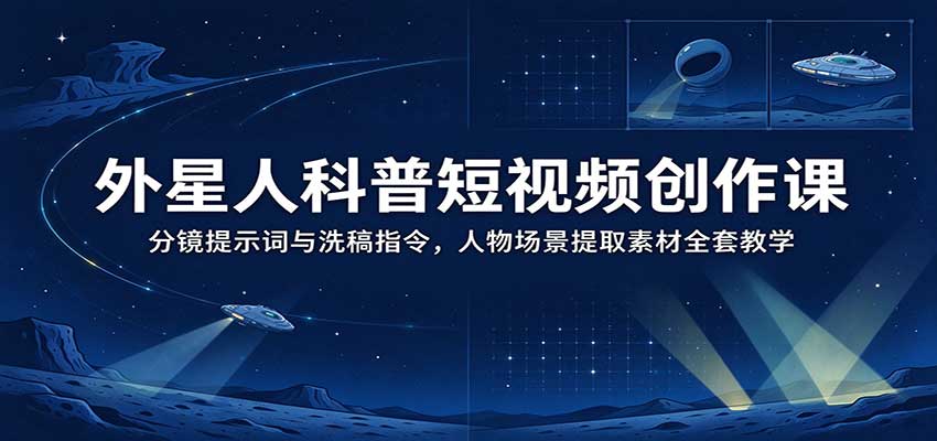 外星人科普短视频创作课：分镜提示词与洗稿指令，人物场景提取素材全套教学-UUY