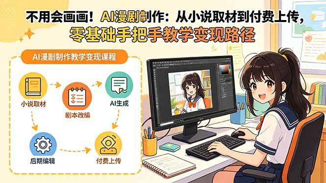 （19429期）不用会画画！AI漫剧制作：从小说取材到付费上传，零基础手把手教学变现路径（更新）-UUY